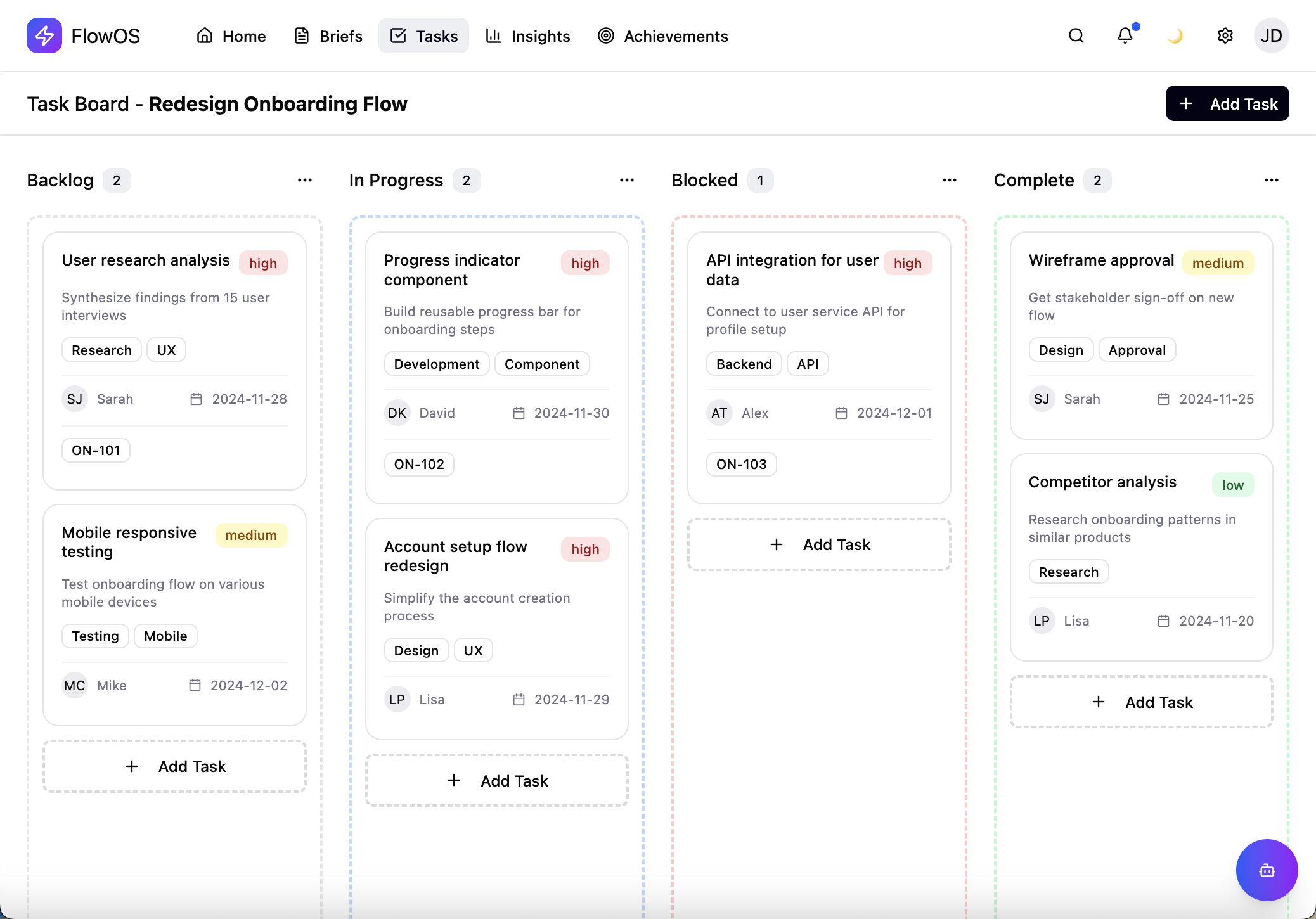 Task Management Interface